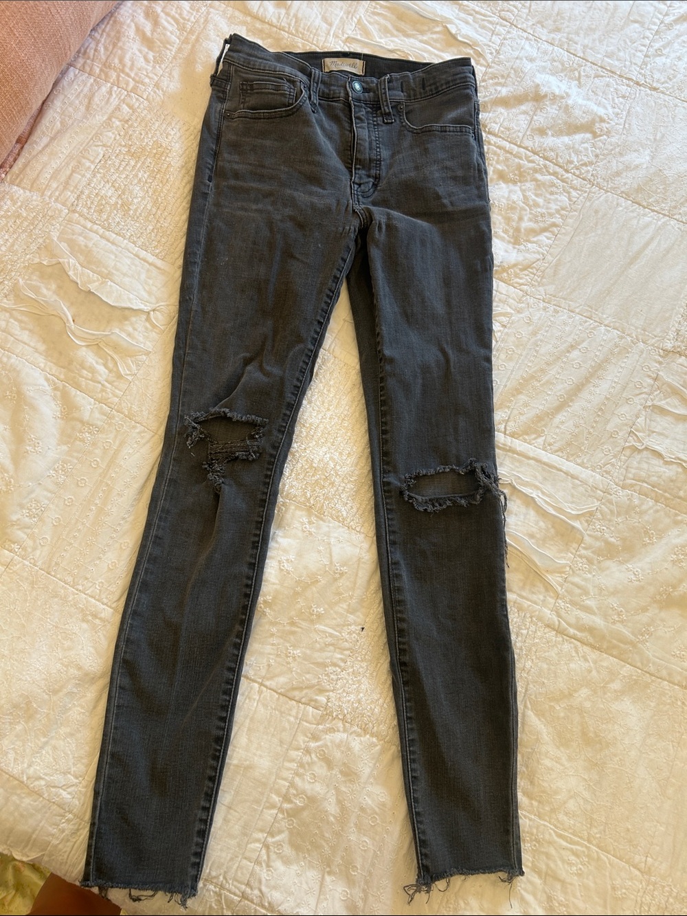 Madewell Black Distressed Skinny Jeans